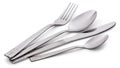 Knife, fork, spoon. Metal cutlery isolated on white background Royalty Free Stock Photo