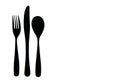 Metal cutlery silhouetted against white background.