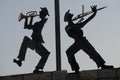 Metal cutout silhouette of Klezmer musicians Royalty Free Stock Photo