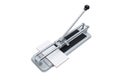 Metal cutter, for manual cutting of decorative tiles, on a white background, close-up