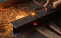 Metal cutter, steel cutting with acetylene torch.