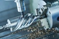 CNC milling machine work. metal worm gear processing Royalty Free Stock Photo