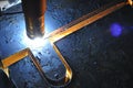 Metal cutting process using plasma cutting machine Royalty Free Stock Photo