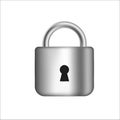 Metal 3d padlock. Silver secure and protection