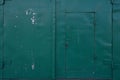 Metal dark green old garage gates. Royalty Free Stock Photo