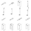 Metal detector icons set vector outline