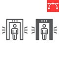 Metal detector line and glyph icon, security and airport, security control vector icon, vector graphics, editable stroke