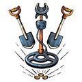 Metal detector treasure hunt color logo Royalty Free Stock Photo