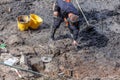Metal Detectorist at Archaeological Dig