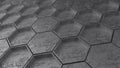 Metal displaced hexagons background. 3d render illustration. Royalty Free Stock Photo