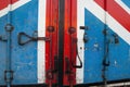 Metal door of the container with British flag Royalty Free Stock Photo