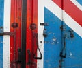 Metal door of the container with British flag Royalty Free Stock Photo