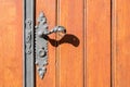 Metal door handle closeup outside no access way inside stop Royalty Free Stock Photo