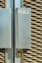 metal door handle with the word pull Royalty Free Stock Photo