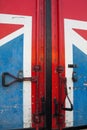 Metal door of the container with British flag Royalty Free Stock Photo