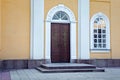 Metal doors of the Orthodox Cathedral of Saints Peter and Paul in Petropavl, northern Kazakhstan.