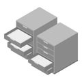 Metal drawer icon, isometric style