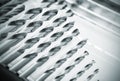 Metal drill bit set for hard metals close up Royalty Free Stock Photo