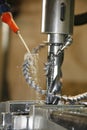 Metal drill press and shavings