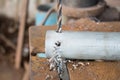 Metal drilling with a large drill