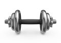 Metal dumbbell on white background