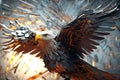 Metal eagle concept art with free bird. Generative AI Royalty Free Stock Photo