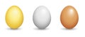 Metal eggs set, gold, silver, bronze, vector illustration Royalty Free Stock Photo