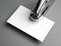 Metal embosser with blank business card. 3d rendering