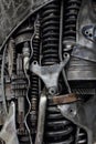 Metal engine gears background