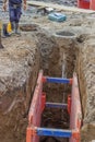 Metal excavation shoring Royalty Free Stock Photo