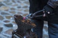 A metal fabricator utilizing a torch to heat up a piece of metal in order to shape it utilizing a forging technique