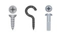 Metal Fastener and Nail as Small Object and Hardware Device Used for Joining Vector Set Royalty Free Stock Photo