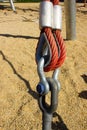 Metal fastening consisting of bolts and a rope for fastening Royalty Free Stock Photo