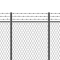 Metal fence with barbed wire. Fortification, secured property, separation concept. Steel construction for danger areas
