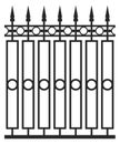 Metal fence with decorative ornament. Iron black lattice