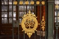 metal fence gold blazon architecture detail outdoor