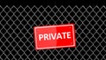 Metal fence with red sign Royalty Free Stock Photo