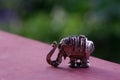 A metal figure of elephant, in metallic details