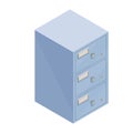 Metal file cabinet isometric flat illustration. Document storage Royalty Free Stock Photo