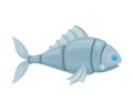Metal fish robot. Side view. Vector illustration on a white background.