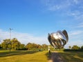 Metal flower in the United Nations Plaza, Buenos Aires, Argentina.