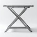 Metal Folding Table With X Frame Legs Isolated On White Background Studio Shot Royalty Free Stock Photo