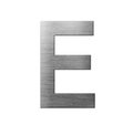 Metal font english alphabet. Letter E from metal plate isolated on a white background