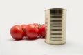 Metal food container with vine tomatoes