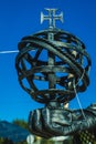 metal forged armillary sphere on the monument to the Portuguese king