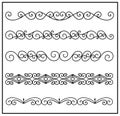 Metal forged elements with vintage ornaments, collection,ornamental curl borders on white background