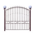Metal forged fence with lanterns.