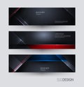 Metal frame banners set design for background. Illustration abstract blue, red, black metallic with light ray and glossy line. Royalty Free Stock Photo