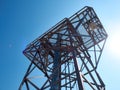 Metal frame of the radar tower low angle view