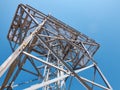 Metal frame of the radar tower low angle view